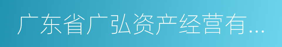 广东省广弘资产经营有限公司的同义词