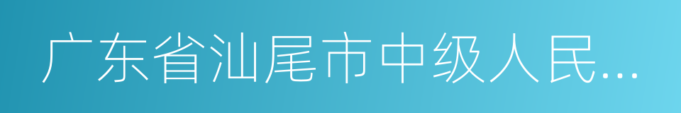 广东省汕尾市中级人民法院的同义词