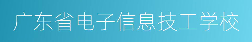 广东省电子信息技工学校的同义词