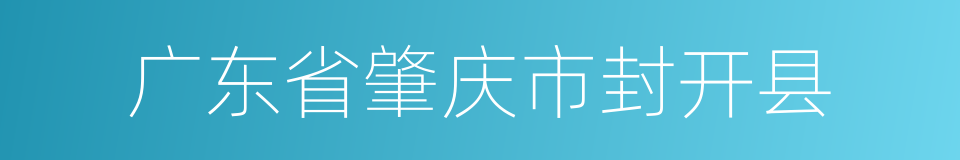 广东省肇庆市封开县的同义词