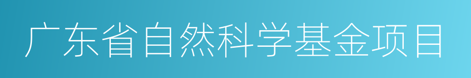 广东省自然科学基金项目的同义词