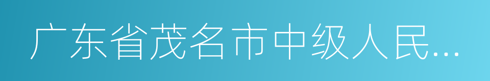 广东省茂名市中级人民法院的同义词