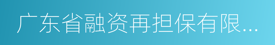 广东省融资再担保有限公司的同义词