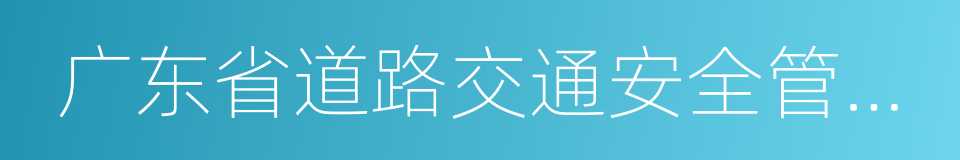 广东省道路交通安全管理条例的同义词