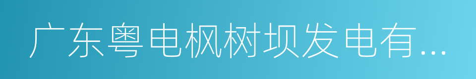 广东粤电枫树坝发电有限责任公司的同义词