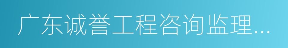 广东诚誉工程咨询监理有限公司的同义词