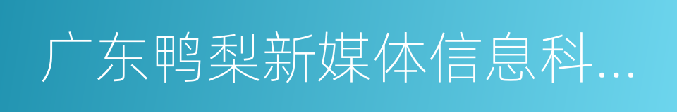 广东鸭梨新媒体信息科技股份有限公司的同义词