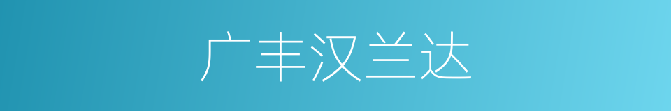 广丰汉兰达的同义词