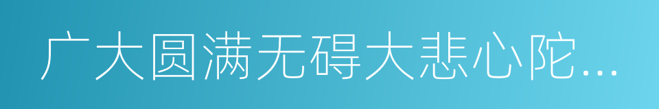 广大圆满无碍大悲心陀罗尼的同义词