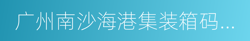 广州南沙海港集装箱码头有限公司的同义词