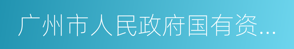 广州市人民政府国有资产监督管理委员会的同义词