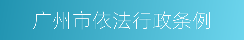 广州市依法行政条例的同义词