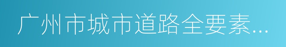 广州市城市道路全要素设计手册的同义词