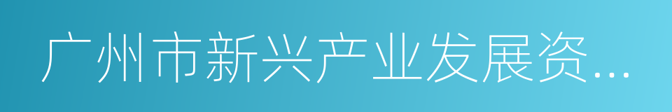 广州市新兴产业发展资金管理办法的同义词