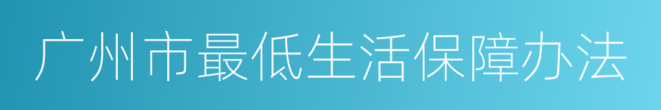 广州市最低生活保障办法的同义词