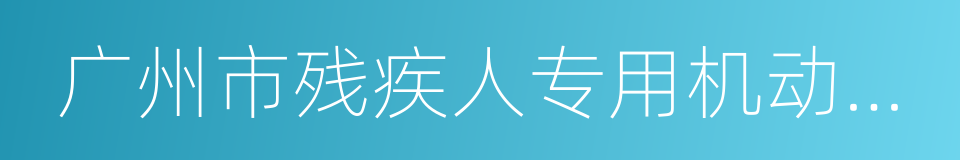 广州市残疾人专用机动车管理办法的同义词
