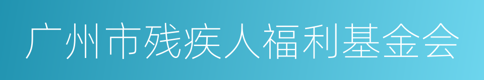 广州市残疾人福利基金会的同义词