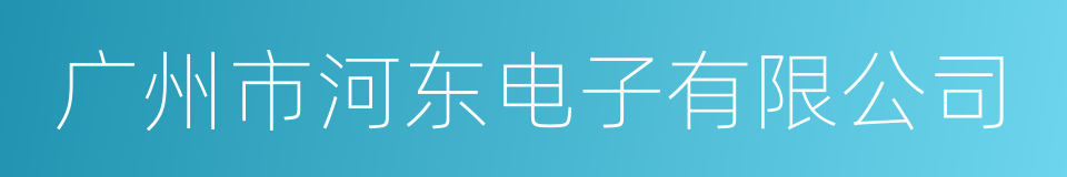 广州市河东电子有限公司的同义词