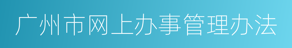 广州市网上办事管理办法的同义词