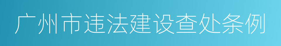 广州市违法建设查处条例的同义词