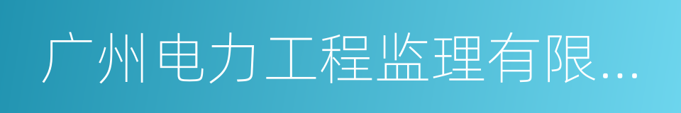 广州电力工程监理有限公司的同义词