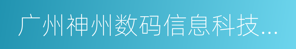 广州神州数码信息科技有限公司的同义词