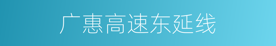 广惠高速东延线的同义词