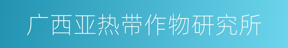 广西亚热带作物研究所的同义词