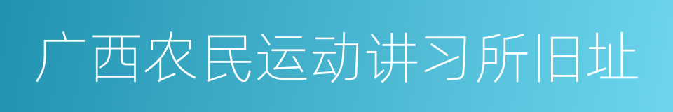 广西农民运动讲习所旧址的同义词