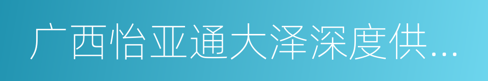 广西怡亚通大泽深度供应链管理有限公司的同义词