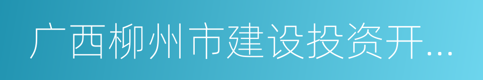 广西柳州市建设投资开发有限责任公司的同义词