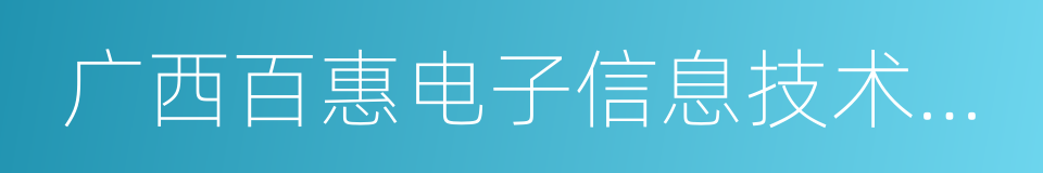 广西百惠电子信息技术有限公司的同义词