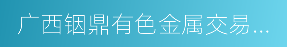 广西铟鼎有色金属交易中心的同义词