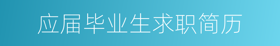 应届毕业生求职简历的同义词