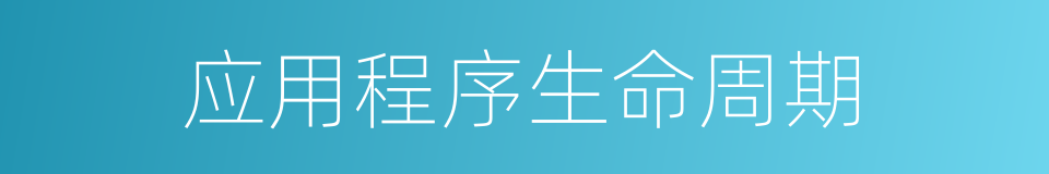应用程序生命周期的同义词