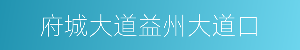 府城大道益州大道口的同义词