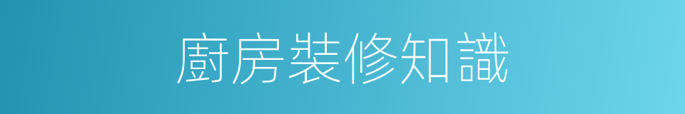 廚房裝修知識的同義詞