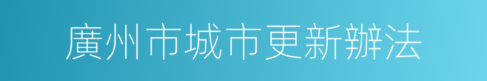 廣州市城市更新辦法的同義詞