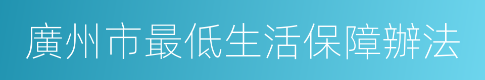 廣州市最低生活保障辦法的同義詞