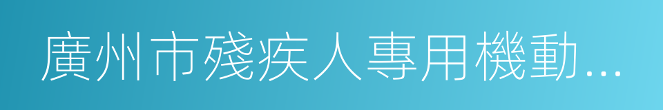 廣州市殘疾人專用機動車管理辦法的同義詞