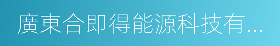 廣東合即得能源科技有限公司的同義詞