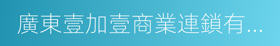 廣東壹加壹商業連鎖有限公司的同義詞