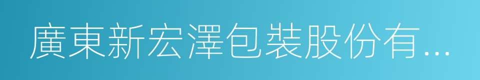 廣東新宏澤包裝股份有限公司的同義詞