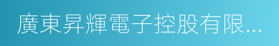 廣東昇輝電子控股有限公司的意思