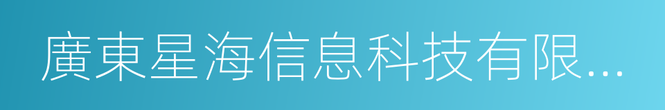 廣東星海信息科技有限公司的同義詞