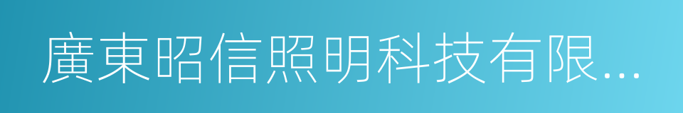 廣東昭信照明科技有限公司的同義詞