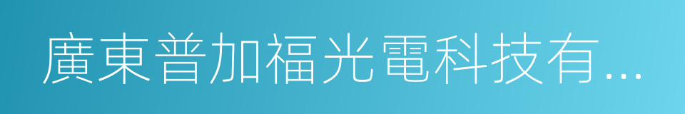 廣東普加福光電科技有限公司的同義詞