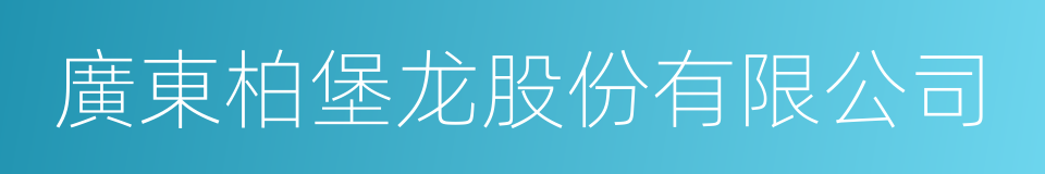 廣東柏堡龙股份有限公司的同義詞