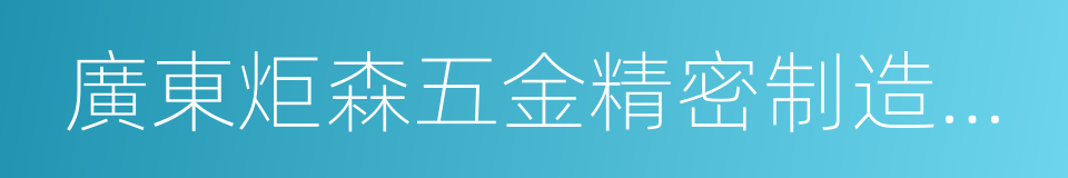 廣東炬森五金精密制造有限公司的同義詞