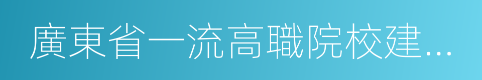 廣東省一流高職院校建設計劃的同義詞